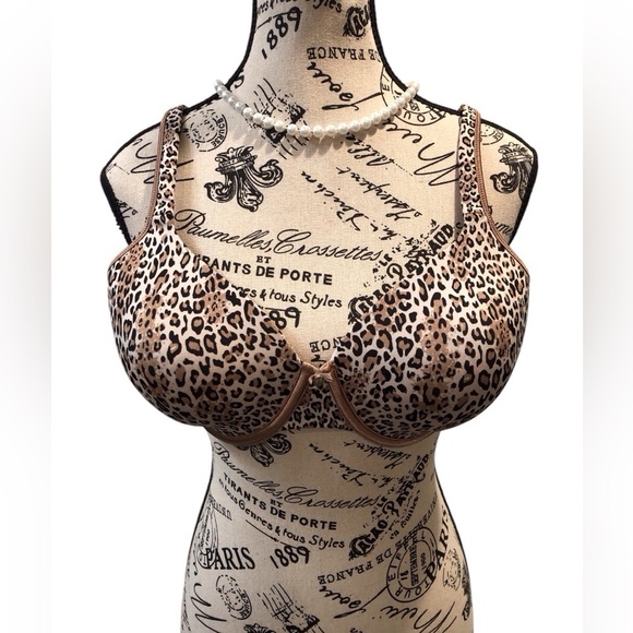Maidenform Bali 38C Leopard Print Underwire T-Shirt Bra Bow Front - Picture 1 of 5